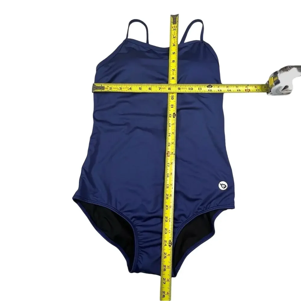 Baleaf One-Piece Swimsuit Navy Blue Size 36 Medium UPF 50+ Semi-Open V-Back NEW